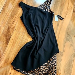 S.L. FASHIONS Black Vee Dress - Size 12 NWT